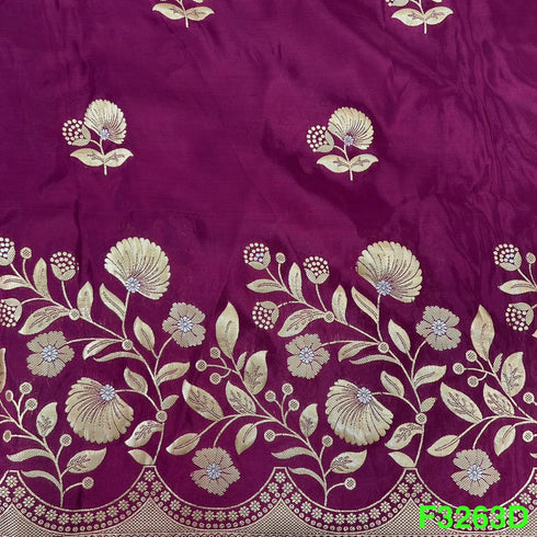 Zari Work Upara Silk Fabric-F3263